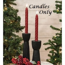 NEW BURGUNDY TWIST TIMER TAPER CANDLES LED SPIRAL GLOSSY 10"Tx1"D CHRISTMAS