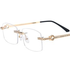 Luxury Titanium Alloy Eyeglass frames Rimless Jewels Eyewear Glasses 57-18-145