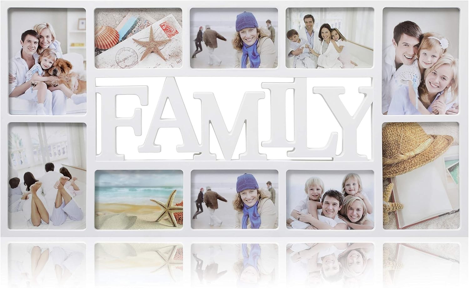ARPAN Family 10 Multi Aperture Photo Frame Holds 6x6x4 & 4x5x7 Photos White - Image 2