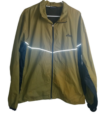 Asics Men's Windbreaker Jacket Beige Black Size M
