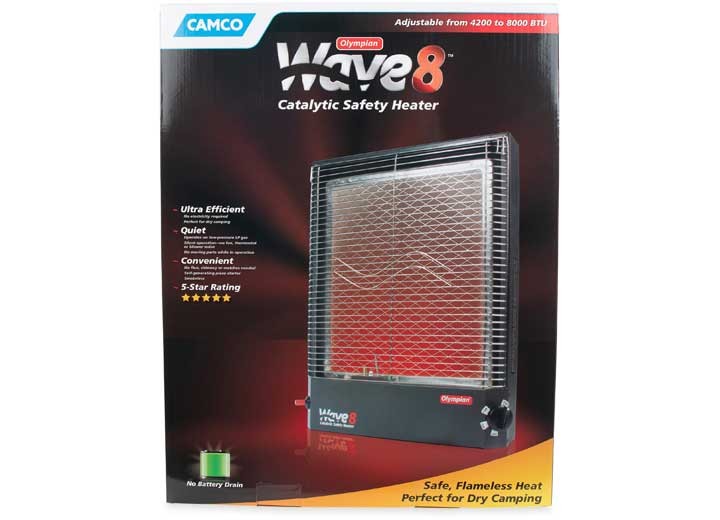 Camco 57351 Olympian Wave 8 Catalytic Safety Heater – 4200-8000 BTUs