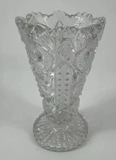 Vase Imperial Glass Arthur Lorch 536 Lace Variant Star & Cane Pattern 6.25"