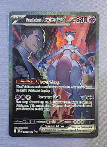 Team Rocket's Mewtwo EX 231/182 Destined Rivals Pokemon LP+ (Corner Ding)