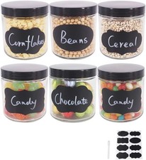 6 Pack 16 oz Glass Jars With Plastic Lids, Glass Kitchen Canisters Cabinet,
