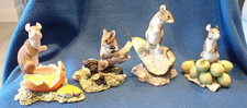 Collectable Border Fine Arts Figurines X 4 Mice On Fruits By Ayres Rare HTF Mice