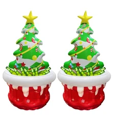2 Pcs Inflatable Christmas Tree Cooler Drinking Beverage Cooler Blow up Chris...