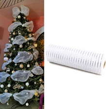 Silver Metallic Decor Mesh Ribbon, 10 Inch X 30 Feet 10Yard Glitter Christmas T