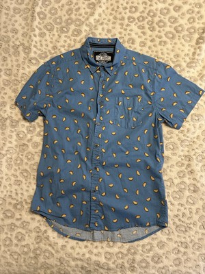 Five Points Industries Short Sleeve Button Down Shirt Sz M Slim Fit T14 Tacos