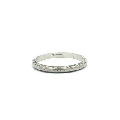 Antiker Platin 1,9 mm detaillierter Stapel Ewigkeit Ehering Ring Größe 4,5