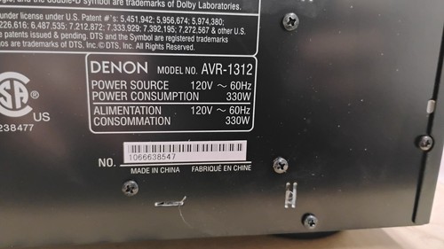 Denon AVR-1312 HDMI Home Theater Surround Sound Receiver 3D HDMI Never Used - Picture 9 of 20