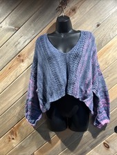 FREE PEOPLE Slouchy Soft Cropped Balloon Long Sleeve Multi-Knit Sweater - Small
