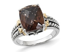 4.50 Carat ctw Smoky Quartz Ring in Antiqued Sterling Silver