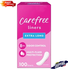 Carefree Panty Liners for Women, Extra Long, Unscented, 100ct - Daily Liners for