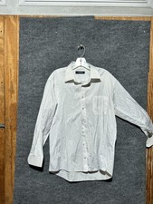 Valentino Rich Shirt Mens Medium White Striped Dress Button Up Long Sleeve
