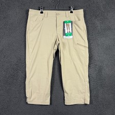 Eddie Bauer Pants Womens 12 Beige Tan Rainier Capris Lightweight Stretch NWT