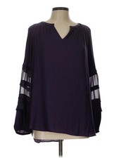 Simply Vera Vera Wang Women Purple Long Sleeve Blouse L