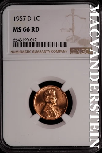1957-D Lincoln Wheat Cent- NGC-MS66 RD Gem Brilliant Uncirculated Luster #SLM389