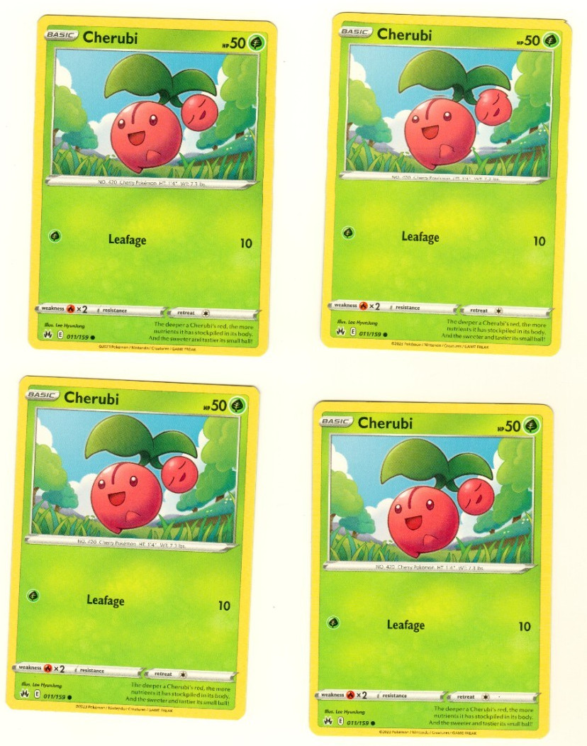 Set Of 4 Cherubi 11/159 Common Pokemon Trading Card Playset