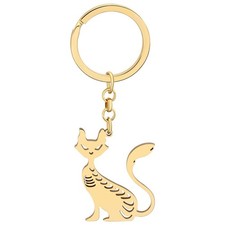 Cute Stainless Steel Cat Keychain, Gifts, Women, Girls, Keyring, Purse, Charm