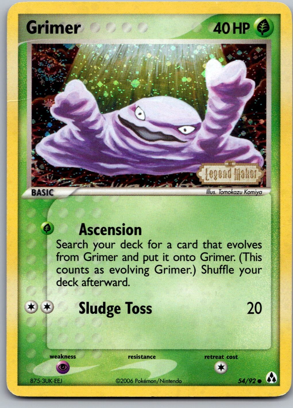 Grimer Reverse Holo Common EX Legend Maker 54/92 SWIRL!