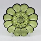 Vintage Anchor Hocking Fairfield Avocado Green Deviled Egg Plate MCM