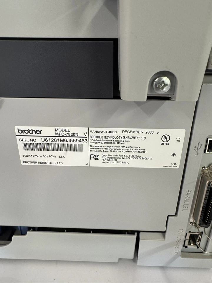 Brother MFC-7820N Monochrome Laser Printer Scanner Copier Fax Machine - Image 3 of 4