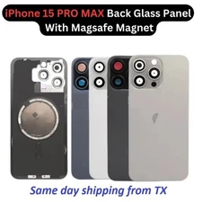 For iPhone 15 Pro Max Plus Back Glass Replacement Rear Frame Cover with Magnet