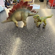Schleich Dinosaur Lot Of 2 Stegosaurus and Velociraptor Used