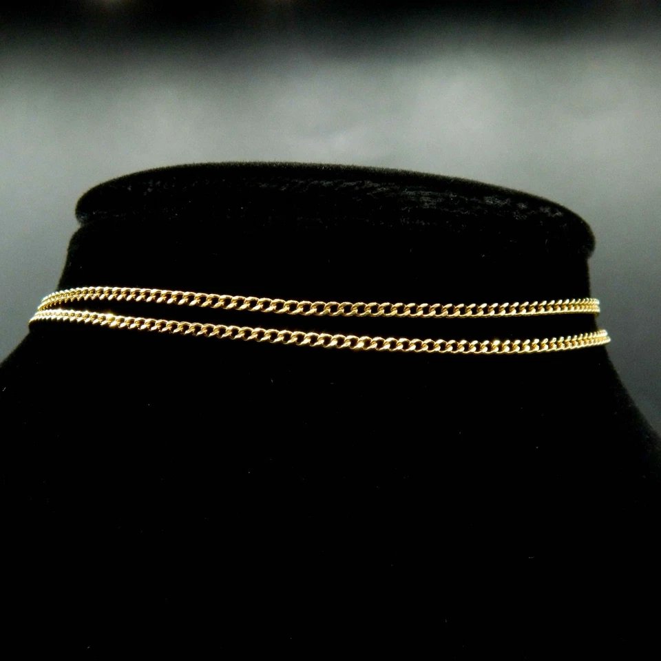 O941- Chaîne Or jaune 18k-Maille Gourmette Plate de 1,73 x 2,44 mm- 49cm de long