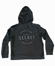 Victoria's Secret Women's XL Black Full Zip Hooded Logo Fleece Hoodie