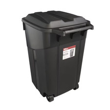 Hyper Tough 45 Gallon Wheeled Heavy Duty Plastic Garbage Can, Attached Lid