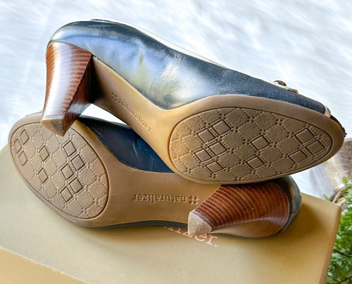 Scarpe décolleté Naturalizer ultimamente Stonehenge marrone blu fibbia pelle punta aperta 8 - Foto 10 di 11