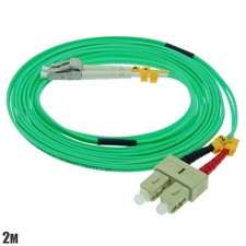 2M 6FT LC to SC OM3 Duplex 50/125 Multi Mode Fiber Optic Optical Cable Aqua