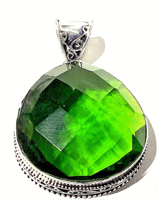 P E R I D O T  EDELSTEIN -Anhänger 925ER STERLINGSILBER HANDGEF