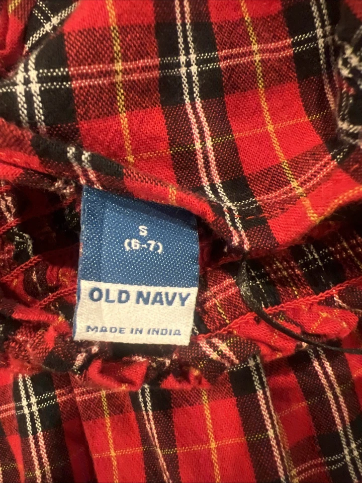 Vestido antiguo azul marino a cuadros rojo talla 6-7 para niña Foto 4 de 4