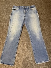 Wrangler Vintage USA Made Jeans Mens 36X30 Light Wash Straight Leg Western Denim