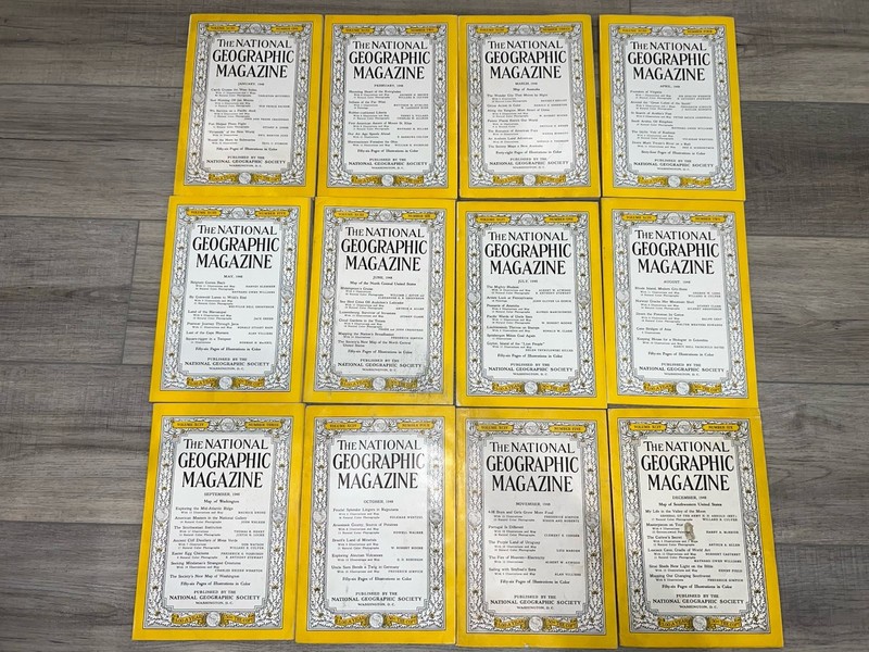 1948 National Geographic Magazines Complete Year Full Set