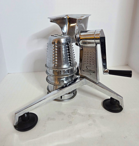 Saladmaster Manual Rotary Drum Grater 5pc Set Suction, Interchangeable Blades