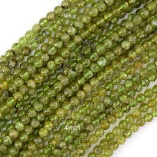 4mm natural green peridot round beads 15" strand