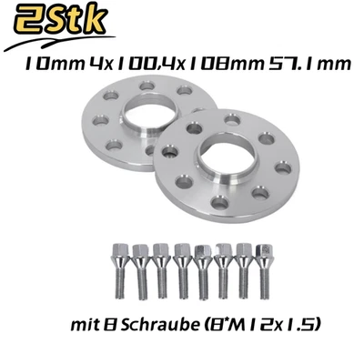 20mm(2x10mm) SPURPLATTEN SPURVERBREITERUNG SILBER LK 4x100 4x108 57.1 ALUMINIUM - Bild 1 von 4