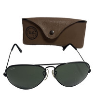 Vintage Ray-Ban B L Aviator Sunglasses Black Frame USA w/ Case