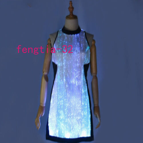 Mujeres Vestido Luminoso Iluminado LED Brillante Cheongsam Baile de graduación Fiesta Club Falda Genial - Imagen 10 de 10