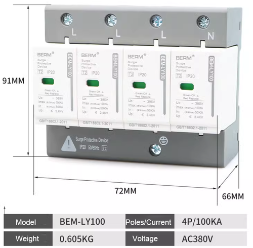 Blitzüberspannungsschutz 2P/3P/4P 20KA 40KA 60KA 80KA 100KA 220VAC 380VAC - Bild 11 von 11