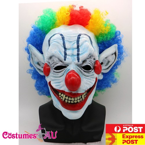 Mens Sinister Mr Mister Horror Creepy Clown Killer Halloween Costume Mask + Wig - Picture 1 of 6