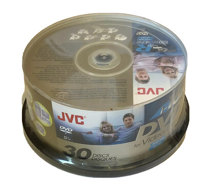 JVC 16x High Speed DVD-R Video/Data 120 Min 4/7 GB - 30 Discs - New & Sealed