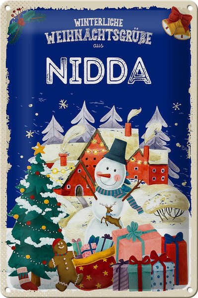 Blechschild WeihnachtsgrüßE Nidda Geschenk Fest Deko Schild Tin Sign 20X30 Cm-image