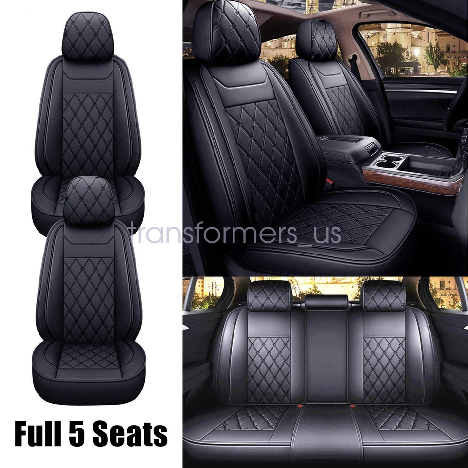 Juego completo de fundas de asiento de auto delanteras + traseras de cuero protector de 5 asientos para Toyota RAV4 EE. UU. Foto 4 de 4