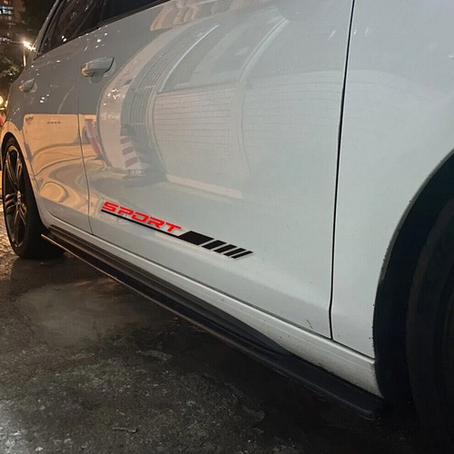 2X Car Door Side Skirts SPORT Sticker Decal Reflective Racing Sticker Black&Red - Picture 9 of 17