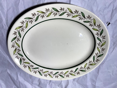 Almond Willow by Royal Doulton Oval Serving Platter Green Leaf Vine