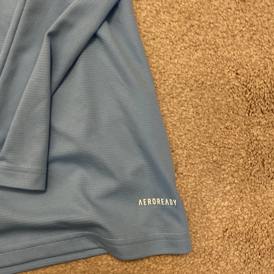 Adidas para hombre azul claro cuello en V capa base talla pequeña Foto 3 de 4